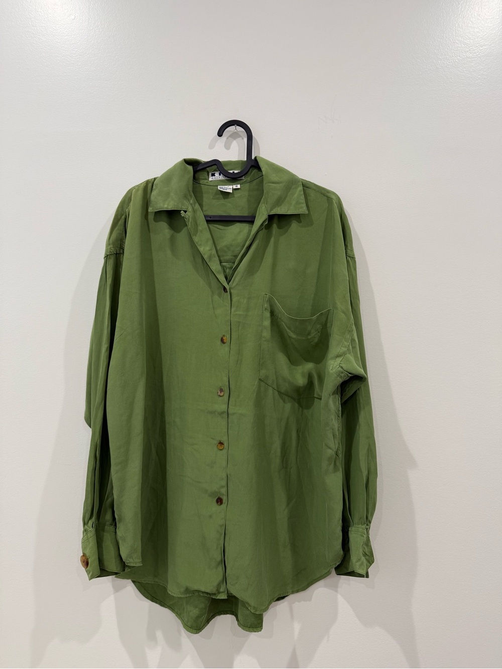 Olive Green Women's Relaxed Button-Front Blouse